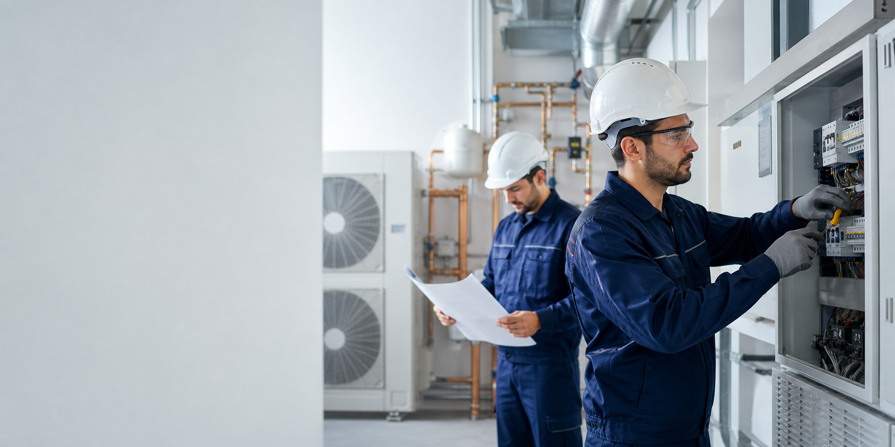 Técnicos realizando trabajos de instalaciones y mantenimiento integral